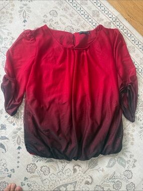 Sara Michelle Red to Black Ombre Sparkle Blouse